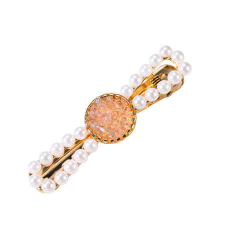 Korean Hot-Selling Elegant Hair Clip Rhinestone Pearl Hairpin Retro Geometric Word Clip Elegant Simple Bangs Clip