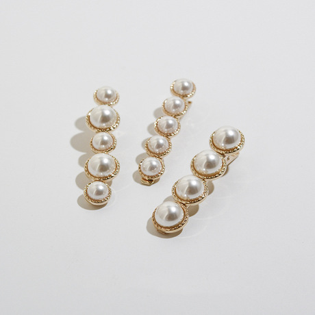 New south Korean INS web celebrity size pearl hairpin bangs clip girls elegant joker gold duck mouth clip tiara