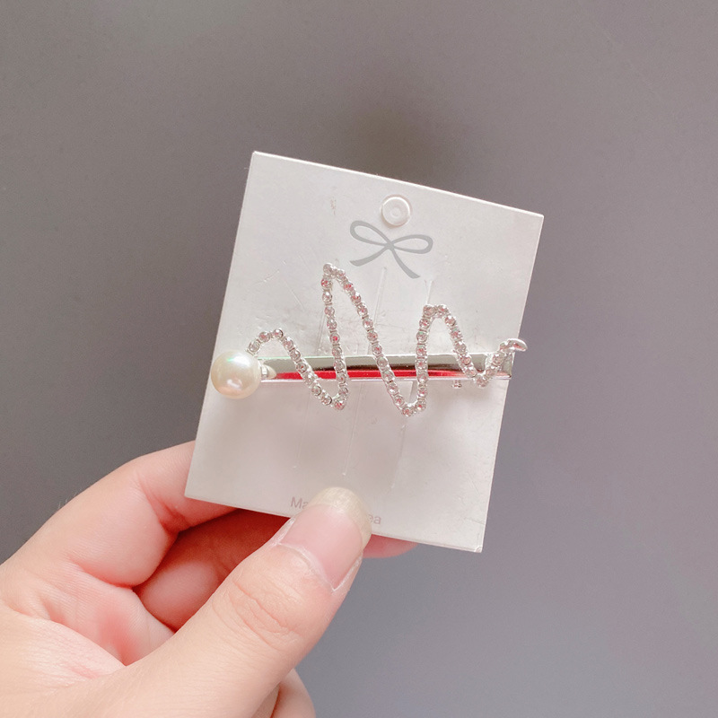 Korean Style Rhinestone Snake Barrettes Personality Maiden Pearl Hairpin Creative Duckbill Clip Sub Bang Clip Push Head Accessories