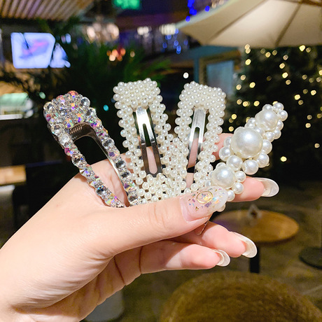 Women&#039;s Korean-Style Ins Pearl Hairpin Mori Fairy Style Clip Korean-Style Alloy Rhinestone Fringe Bobby Pin Hair Accessories
