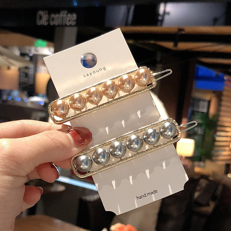 New Korean Style East Gate Travel Elegant Pearl Hairpin Metal Brushed Handmade Clip Adult Jewelry Women