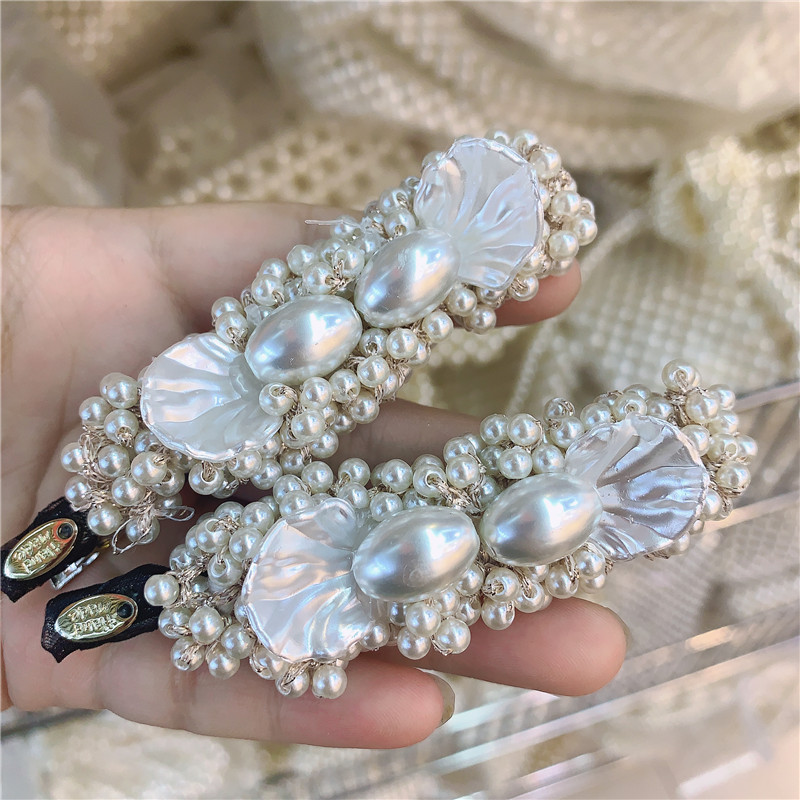 New Korean Style Pearl Hairpin Barrettes Female Girl Side Clip Simple Word Back Head Clip Hairware Bangs Clip