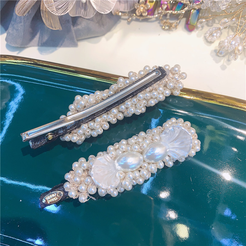 New Korean Style Pearl Hairpin Barrettes Female Girl Side Clip Simple Word Back Head Clip Hairware Bangs Clip