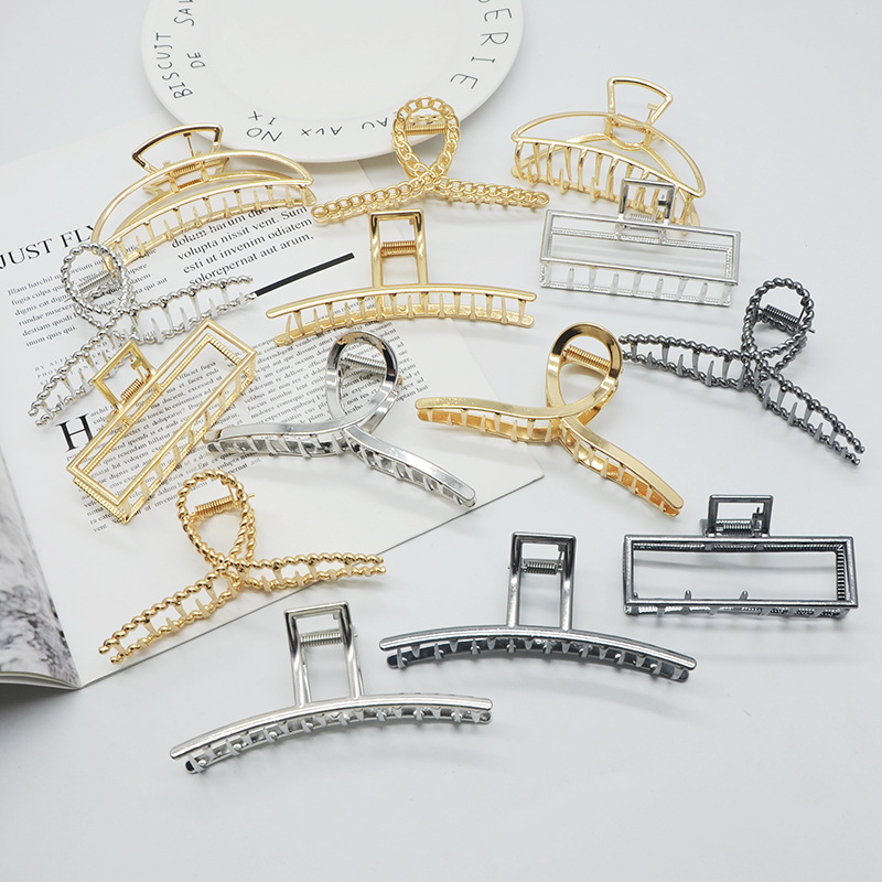 Metal Barrettes Back Head Shark Clip Korean Grip Hair Claw Ins Hair Clip Hairpin Large Metal Grip
