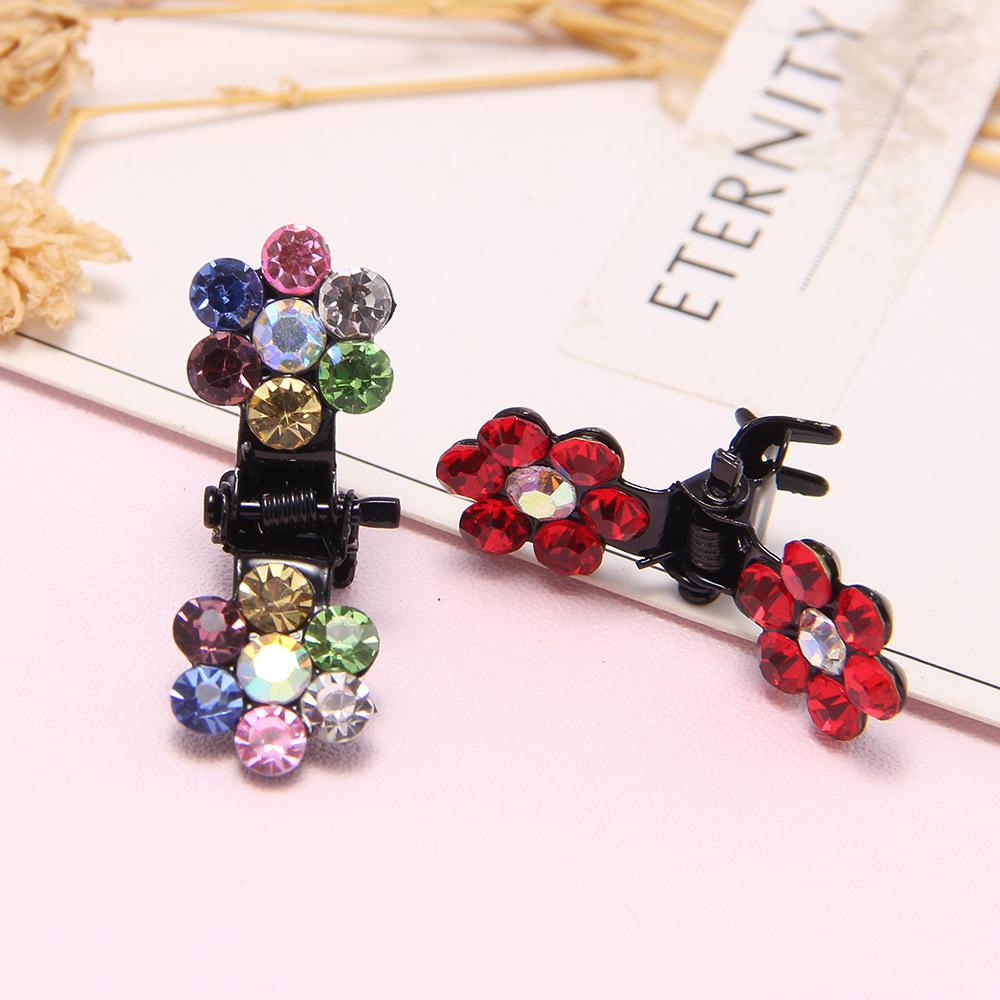 Korean Style Children&#039;s Hair Accessories Fashion Mini Claw Clip Plum Crystal Clip Shape Hairpin Boutique 2 Yuan Shop