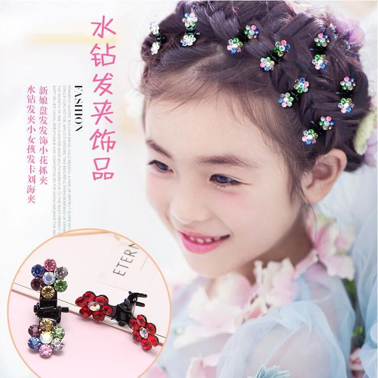 Korean Style Children&#039;s Hair Accessories Fashion Mini Claw Clip Plum Crystal Clip Shape Hairpin Boutique 2 Yuan Shop