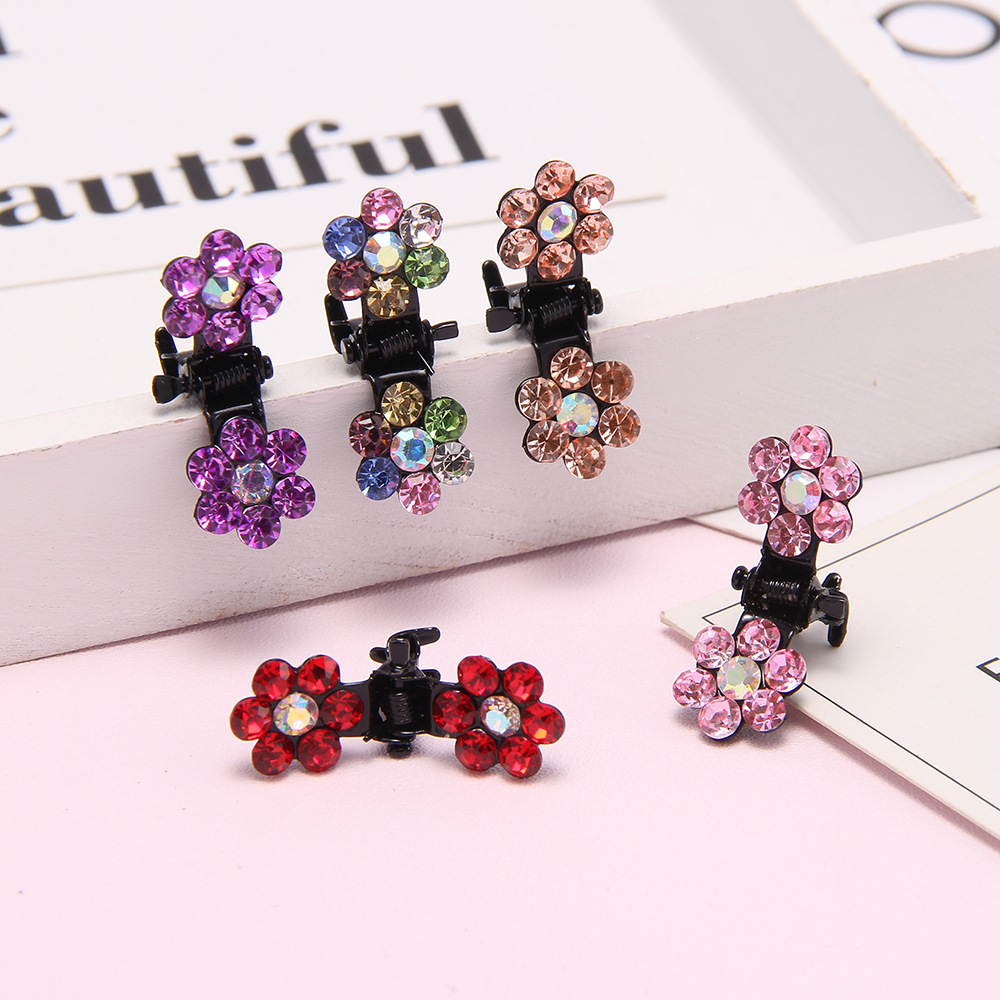 Korean Style Children&#039;s Hair Accessories Fashion Mini Claw Clip Plum Crystal Clip Shape Hairpin Boutique 2 Yuan Shop