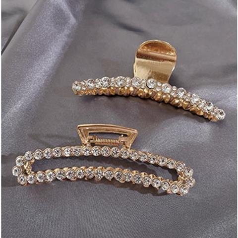 Korean Pearl Grip Women&#039;s Back Head Hair Claw Large Clip Rhinestone Shark Hair Clip Hairpin Elegant Graceful Headdress