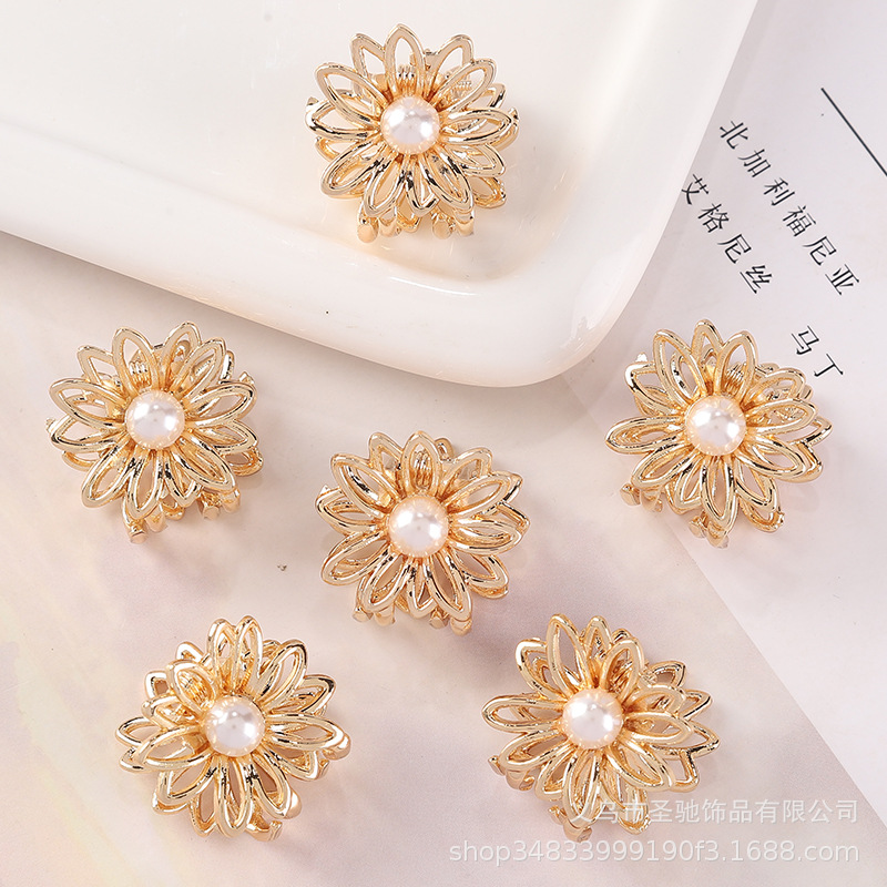Korean Alloy Electroplated Pearl Hair Clip Hairpin Women&#039;s Bangs Fashion Hair Claw Simple Stall Grip Pearl Hairpin