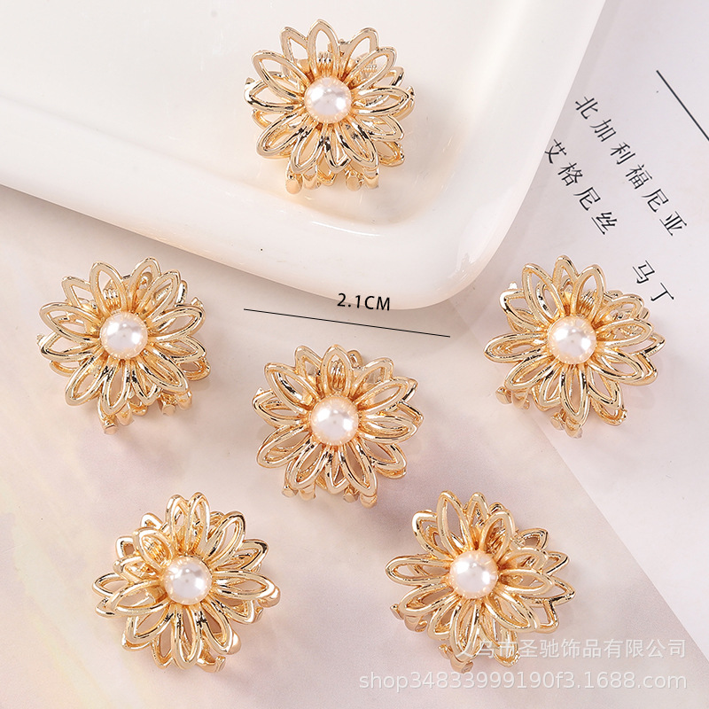 Korean Alloy Electroplated Pearl Hair Clip Hairpin Women&#039;s Bangs Fashion Hair Claw Simple Stall Grip Pearl Hairpin