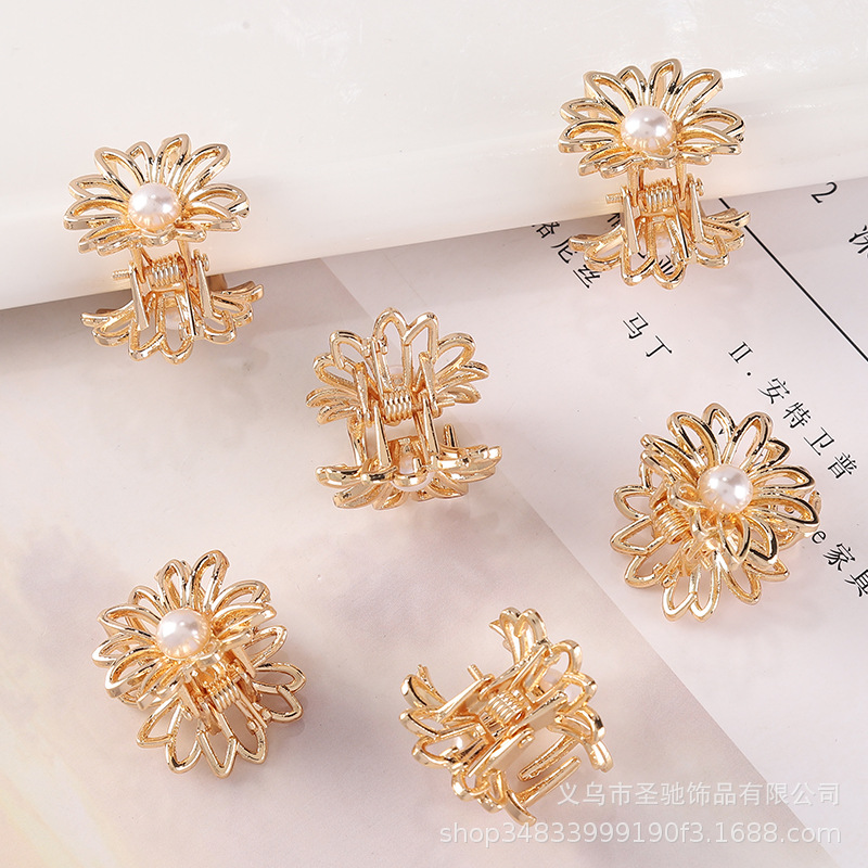 Korean Alloy Electroplated Pearl Hair Clip Hairpin Women&#039;s Bangs Fashion Hair Claw Simple Stall Grip Pearl Hairpin