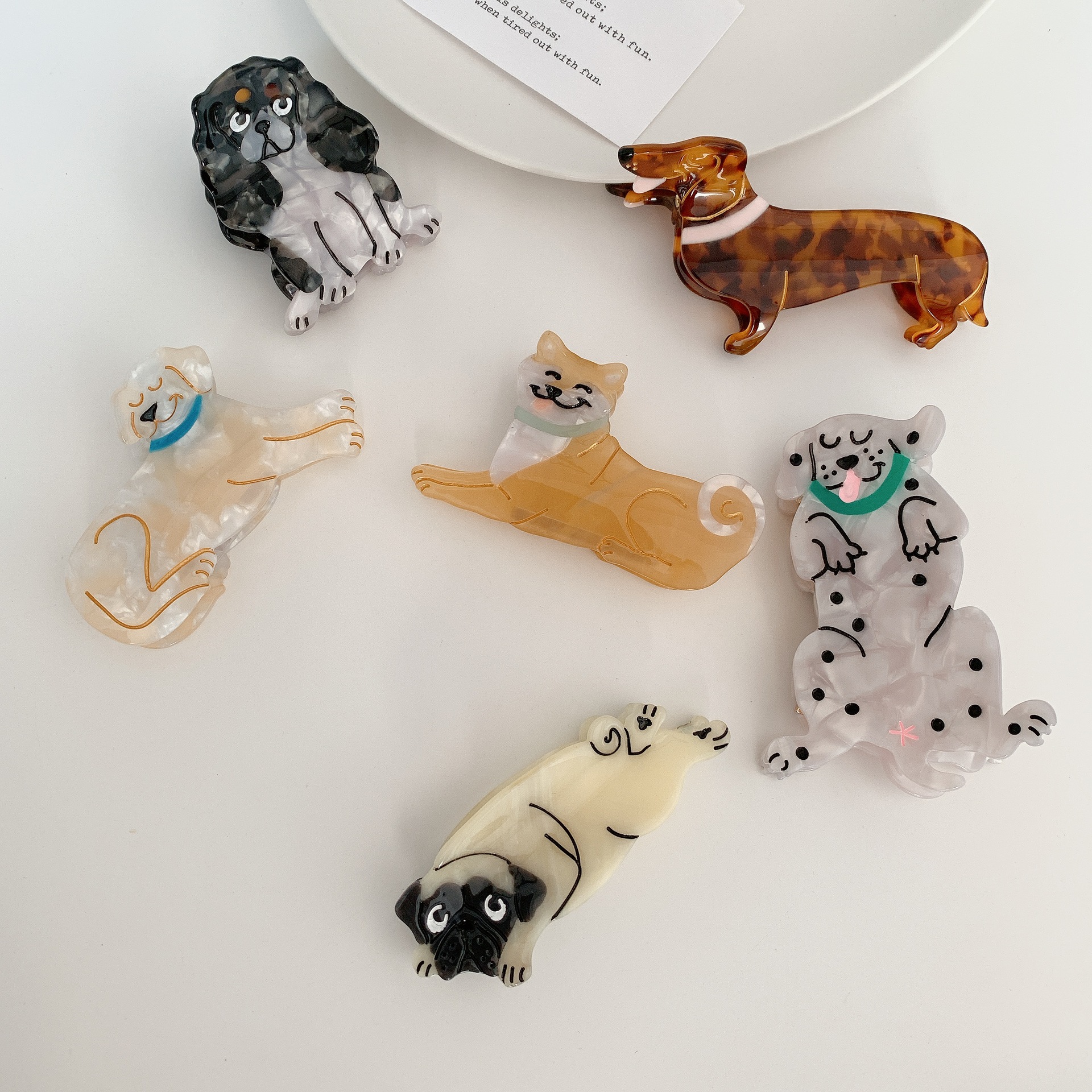 Korean Acetate Hairpin French Cute Grip Animal Corgi Geometric Hair Claw Fashion Back Head Shark Clip