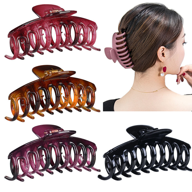  Hot Sale Hair Clip Adult Ponytail Clip Spring and Summer New Ladies Large Size Colored Frosted Grip Claw Hairpin