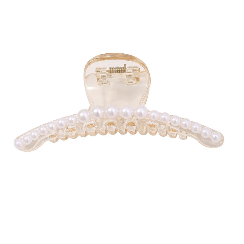 Pearl Grip Ins Hairpin Barrettes Korean Hair Claw Elegant Graceful Shark Clip Fixed Head Headdress Female