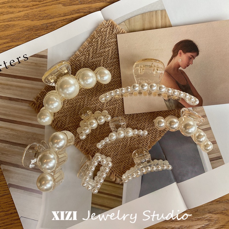 South Korea Dongdaemun Retro French Girl Barrettes Internet Influencer Pearl Barrettes Updo Hair Claw J072 Pearl Hairpin