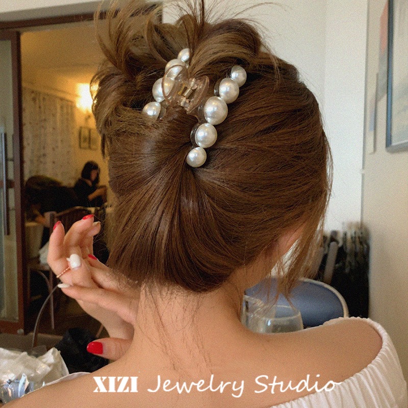 South Korea Dongdaemun Retro French Girl Barrettes Internet Influencer Pearl Barrettes Updo Hair Claw J072 Pearl Hairpin