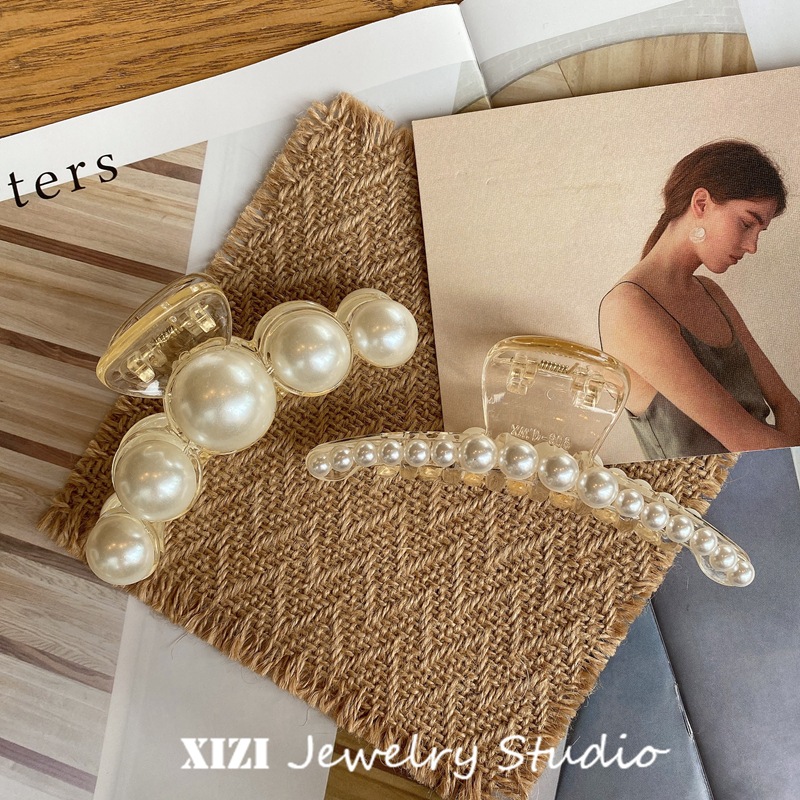 South Korea Dongdaemun Retro French Girl Barrettes Internet Influencer Pearl Barrettes Updo Hair Claw J072 Pearl Hairpin