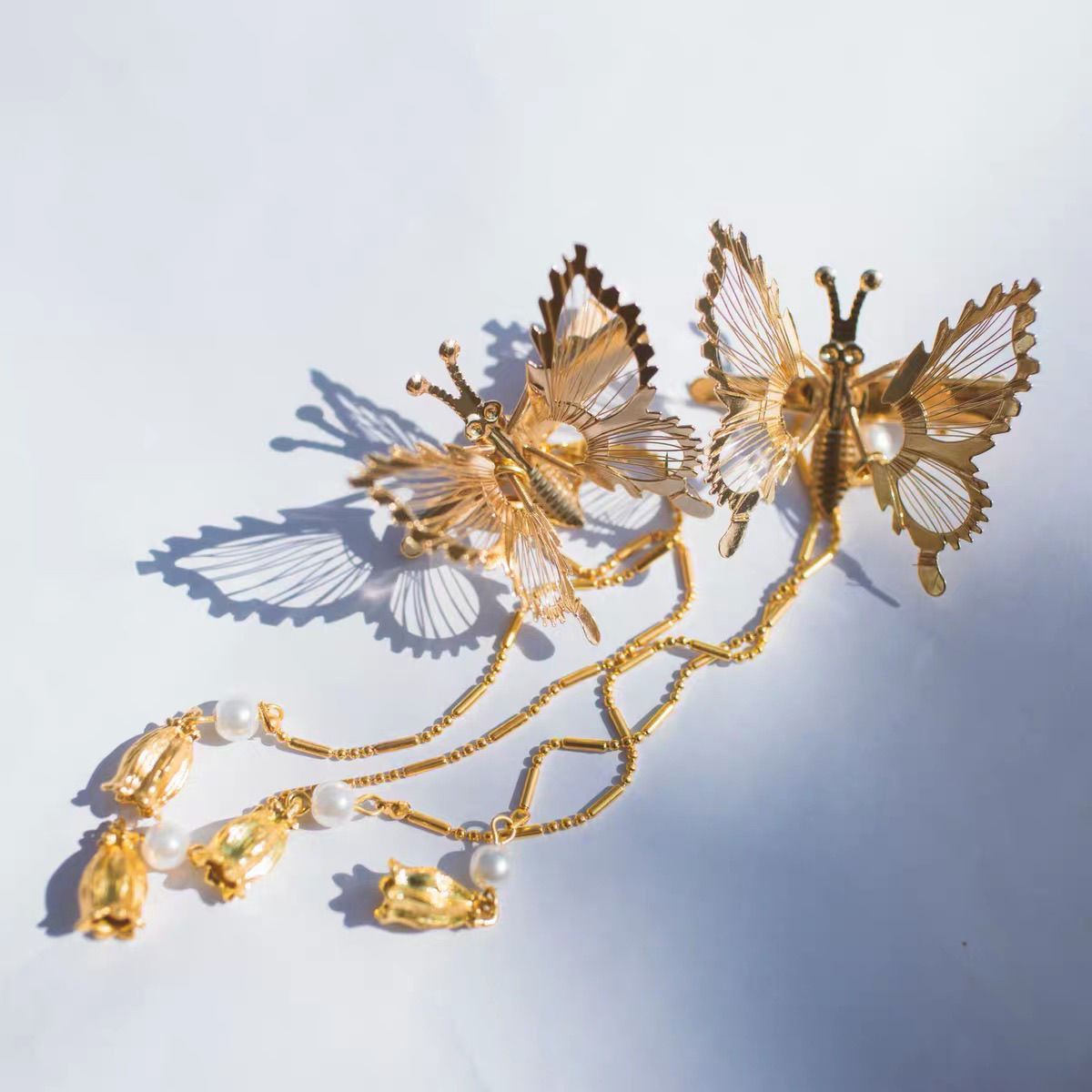 Antique Dragonfly Hair Claw Hairpin Tassel Buyao Maple Barrettes Hair Comb Butterfly Side Hair Pin Female Alloy Hairpin