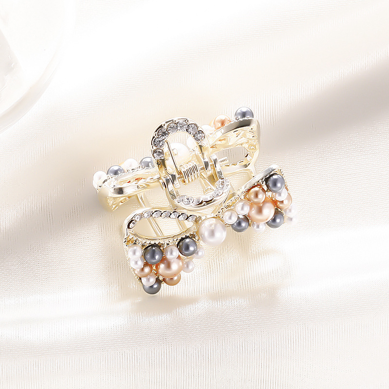 Elegant Bangs Small Claw Korean Style Love Heart-Shaped Hairpin Hair Accessories All-Matching Headdress Pearl Hairpin