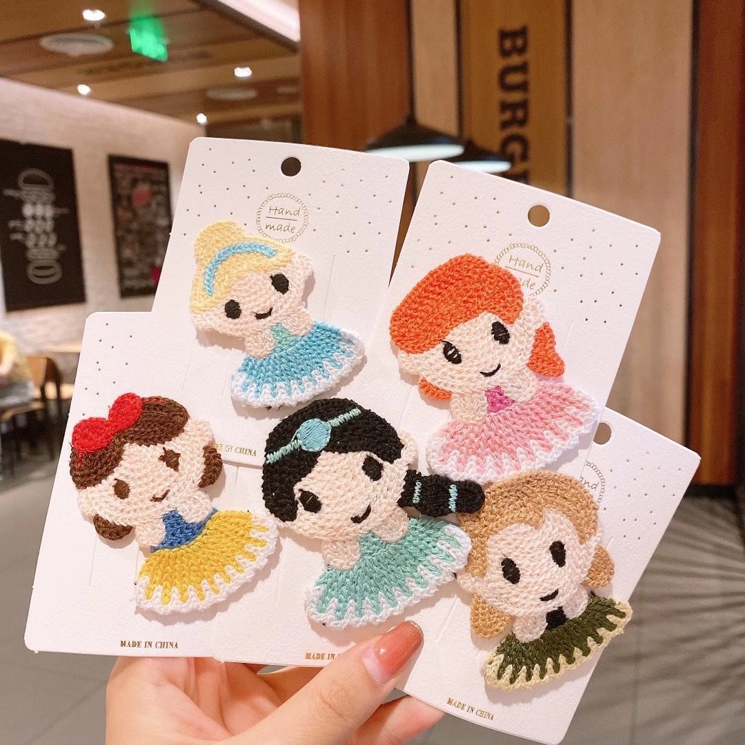 Cartoon Cute Ladies Children BB Hairpin Girls Woven Cartoon Princess Cropped Hair Clip Side Clip Ponytail Clip Headdress