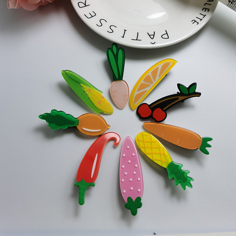 Korean Style Internet Hot Cartoon Children&#039;s Fruits and Vegetables BB Hairpin Bang Clip Fresh Side Clip Women&#039;s Hair Accessories