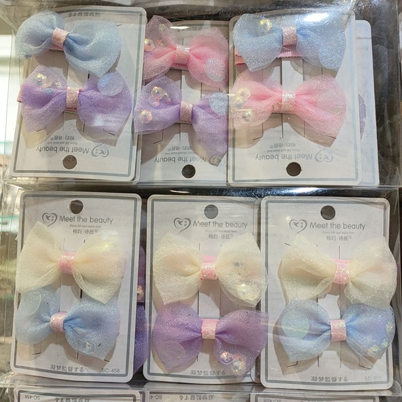 Korean Cartoon BB Hairpin Bow Combination Cartoon Flower Online Influencer Cute Tie Hair Parent-Child Hairpin Wholesale