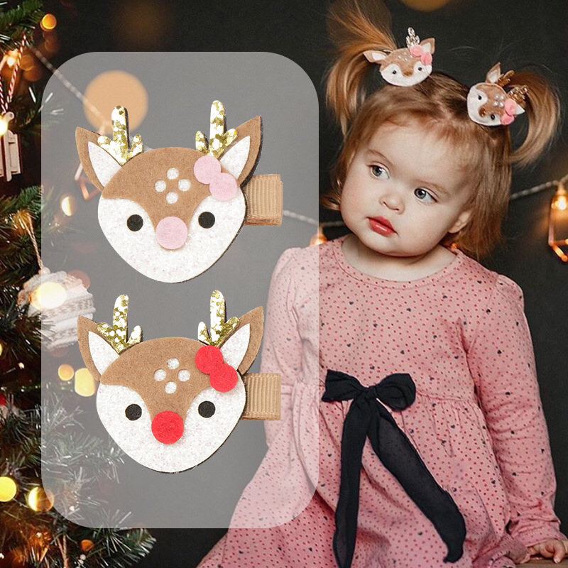 Children&#039;s Christmas Deer Barrettes New Christmas Luminous Bang Clip European and American Decorative Christmas BB Hairpin Hairpin