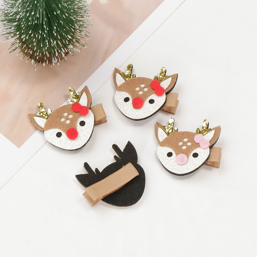 Children&#039;s Christmas Deer Barrettes New Christmas Luminous Bang Clip European and American Decorative Christmas BB Hairpin Hairpin