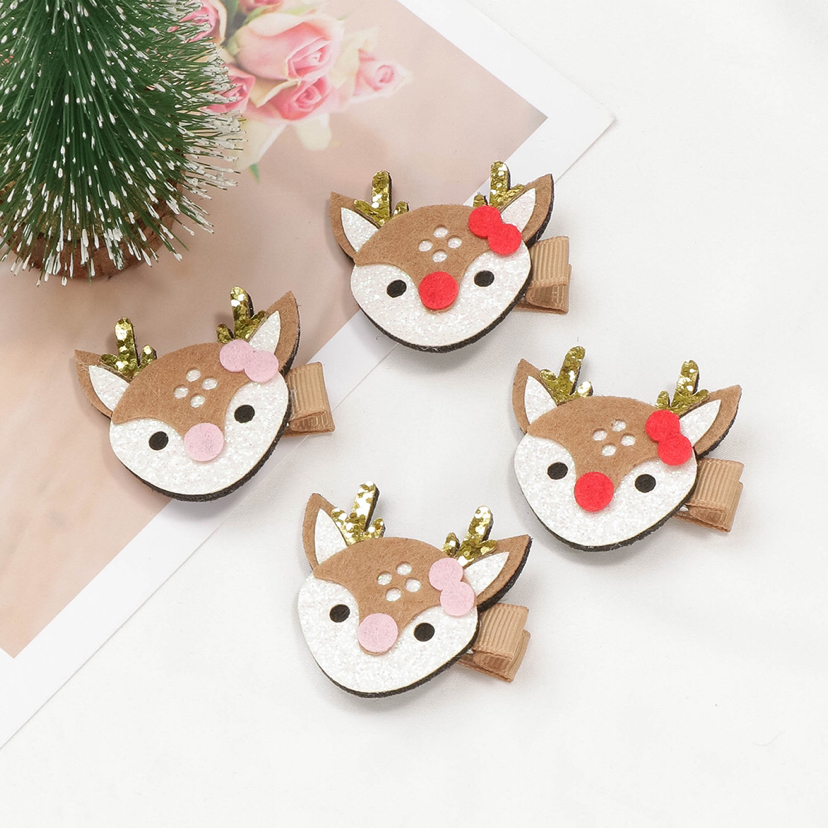 Children&#039;s Christmas Deer Barrettes New Christmas Luminous Bang Clip European and American Decorative Christmas BB Hairpin Hairpin