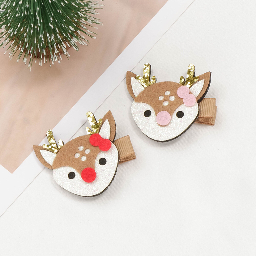 Children&#039;s Christmas Deer Barrettes New Christmas Luminous Bang Clip European and American Decorative Christmas BB Hairpin Hairpin