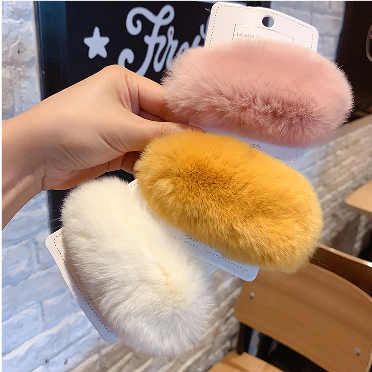  Side Clip Korean Simple Plush Barrettes Girl Internet Celebrity BB Clip Hairpin Bang Clip Headdress Top Clip BB Hairpin