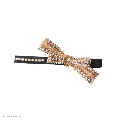 Korean Hairpin Women&#039;s Side Clip Retro Chanel Style Net Red Hair Clip Headdress Pearl Edge Clip Bang Clip BB Hairpin