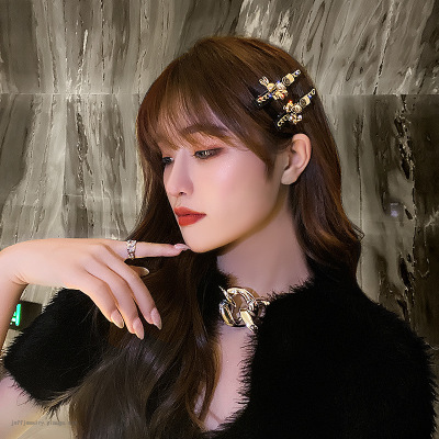 Korean Hairpin Women&#039;s Side Clip Retro Chanel Style Net Red Hair Clip Headdress Pearl Edge Clip Bang Clip BB Hairpin