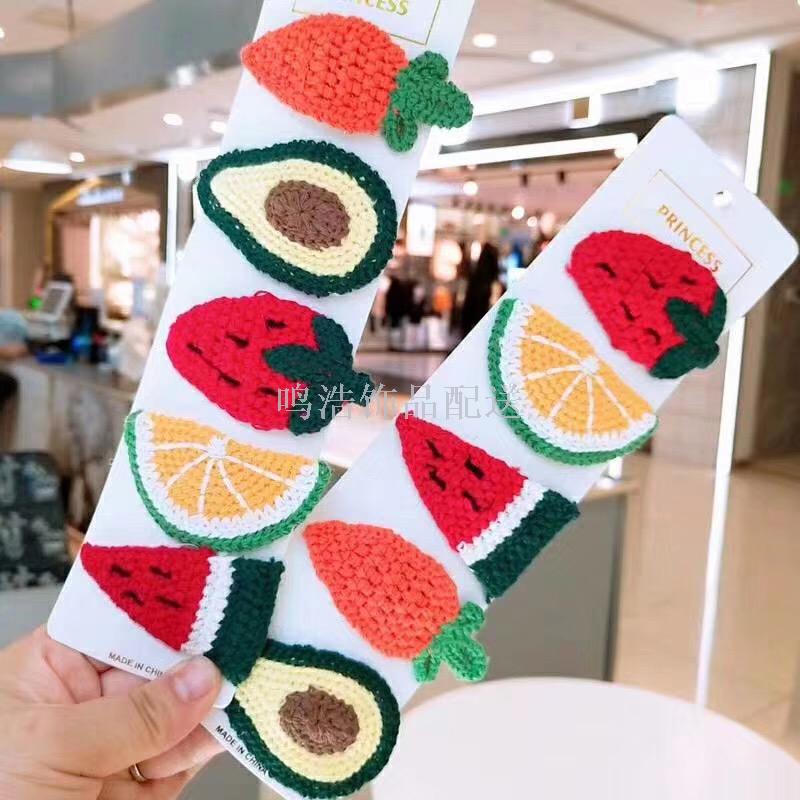 Autumn and winter hand knitting carrot strawberry hairpin BB hairpin autumn and winter wool bangs hairpin han edition 