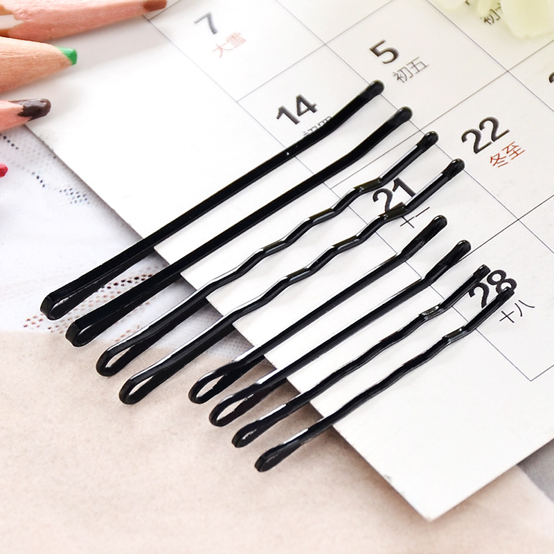 Black One-Word Spray Paint Side Clip Bang Hairpin Invisible Headwear Wave Updo Fixed U-Clip 10 Cards