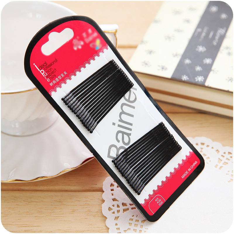 Korean Style Black Clip Thin Hairpin Small Hair Pin Steel Wire Side Clip Top Clip Clip Bang Hairpin U-Clip