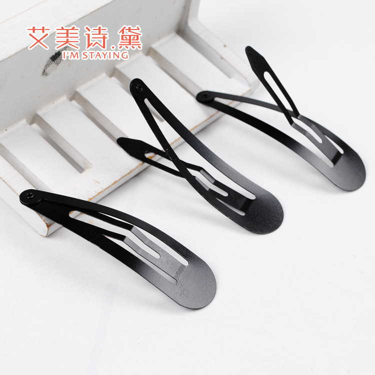  Baking Paint for Metal BB Clip Paint-Free Long Card Basic Black Clip Side Clip Stylish Hair Accessories Black Hairpin