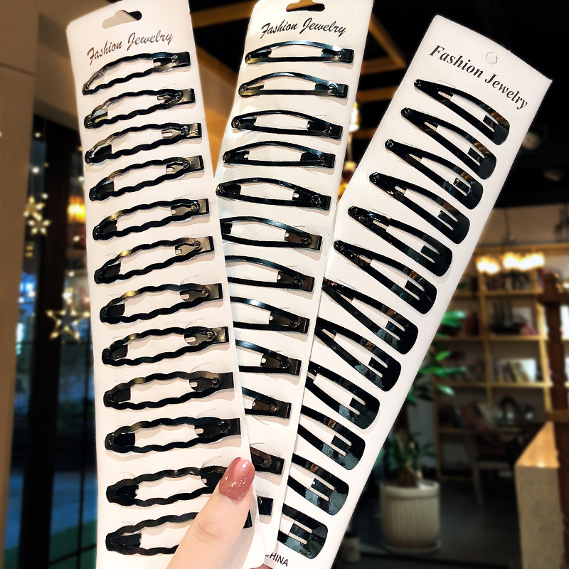 Korean New Black Barrettes Simple Thickened Black Broken Hair Women&#039;s Suit BB Clip Black Hairpin