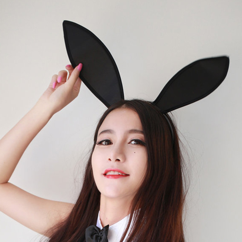 Cute Rabbit Ears Hair Hoop Black Hairpin Animal Decoration Bunny Cosplay Props Performance Headdress