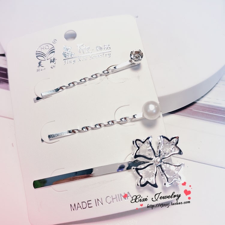 Korean Style Three-Piece Rhinestone Combination Hairpin Internet Celebrity Clip Cute Wild Hairpin Diamond Bangs Clip Ponytail Clip