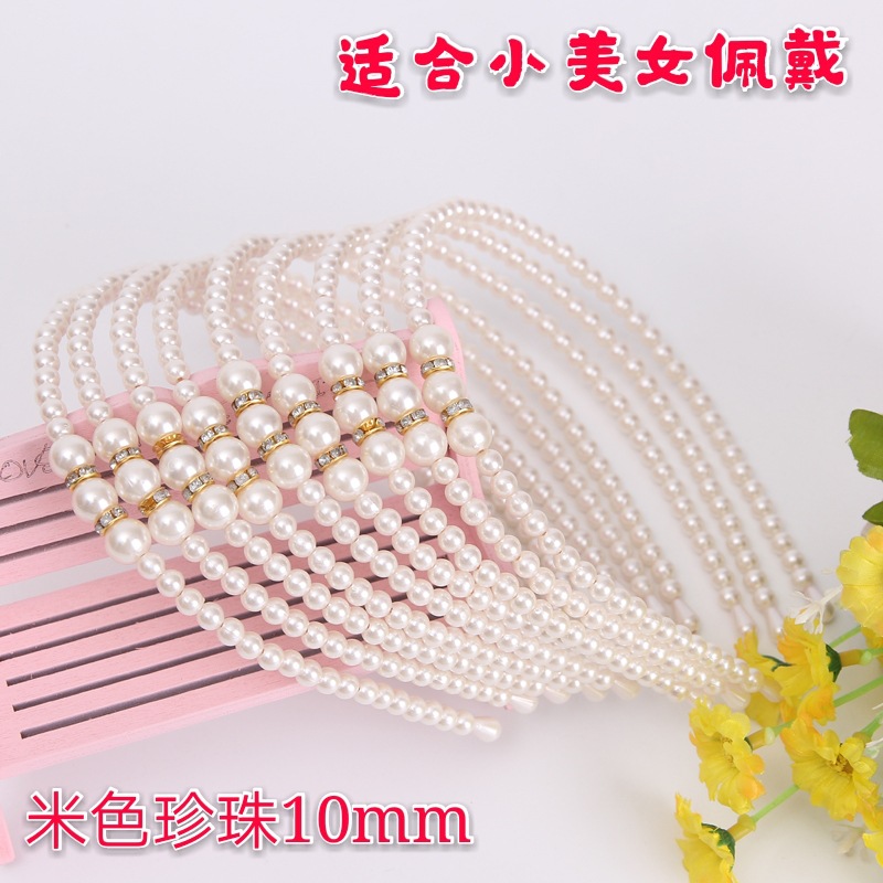 2021 New Headwear Pearl Diamond-Laid Headband Children Head Buckle Girls Hairpin Korean Princess Handmade Beaded