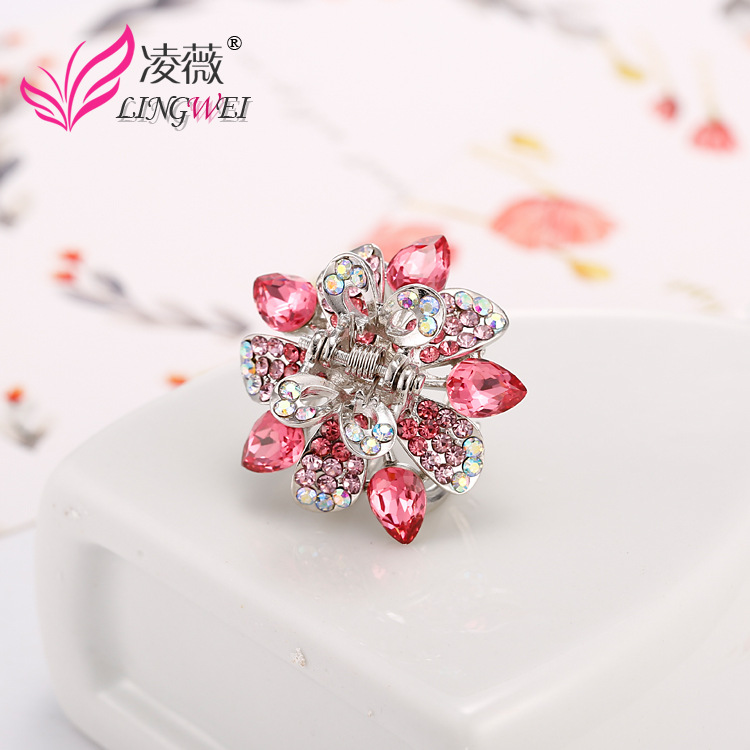  Hairpin Alloy Diamond Medium Size Hair Claw Exquisite Sweet Bang Clip Fashion Side Clip Factory Wholesale Alloy Hairpin