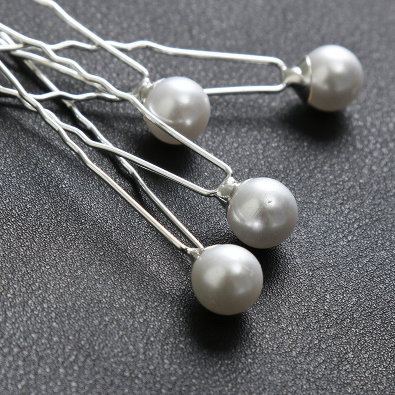 New Hot Sale Alloy Pearl U-Shaped Hair Pin Bride Coiled Hair Hairpin Pearl Flower Diamond Hair Clip Wholesale