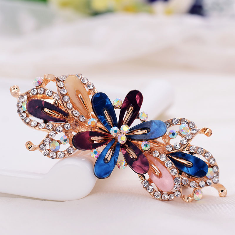 Accessories Fashion Korean Barrettes Bow Rhinestone Headdress Factory Multi-Color Head Clip Wholesale Diamond Hairpin