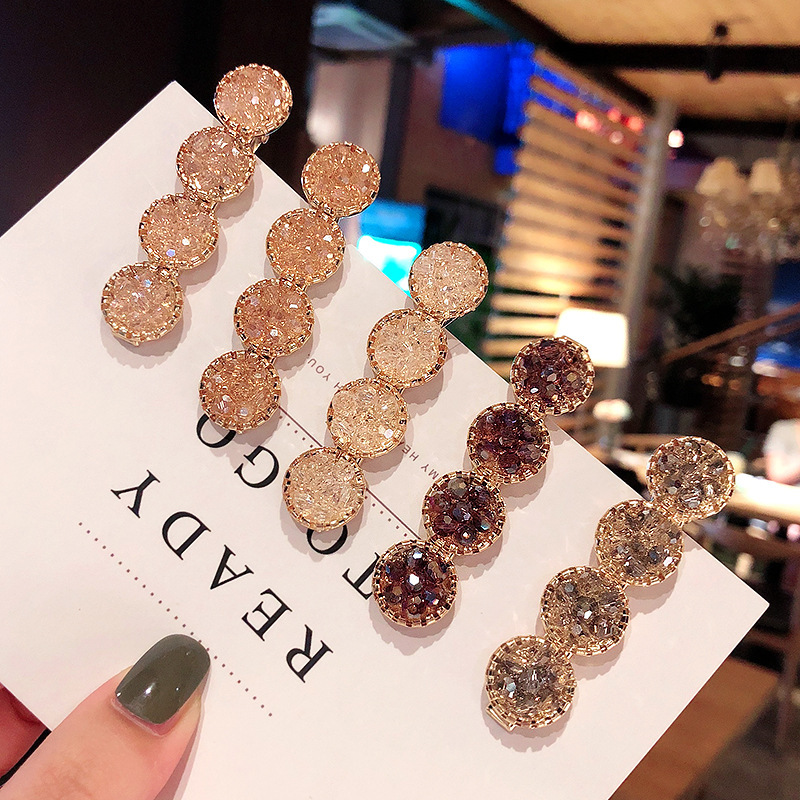 Side Clip Ins Rhinestone Super Flash Word Clip Colorful Xuan Ya Temperament Duckbilled Hair Accessories Diamond Hairpin