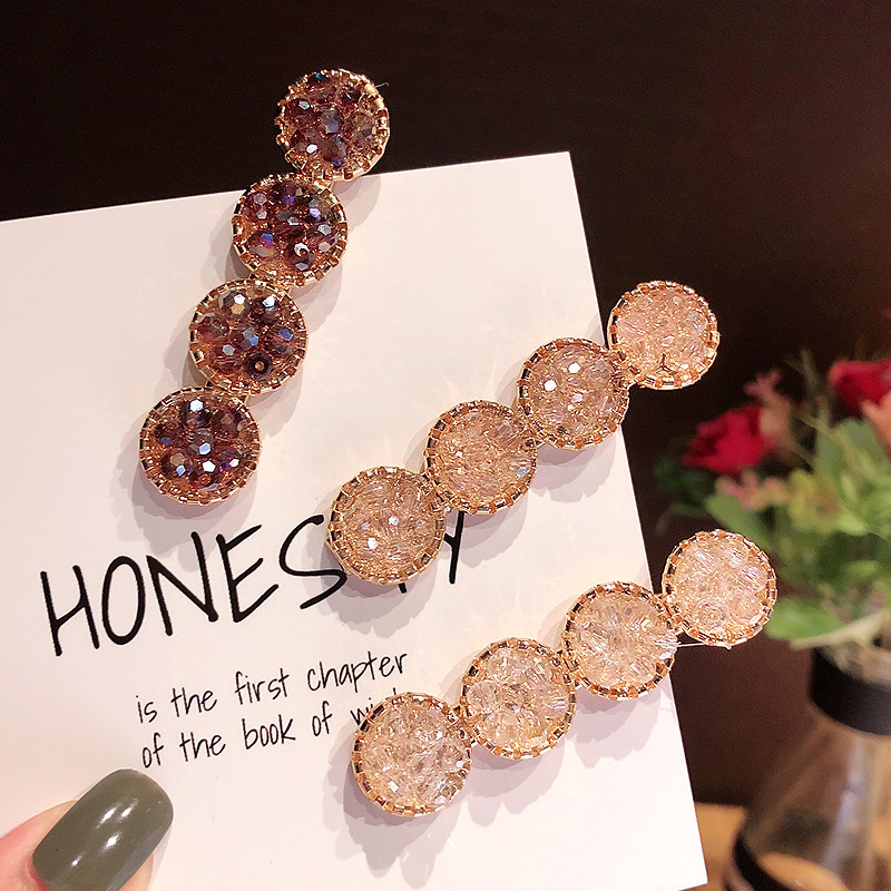 Side Clip Ins Rhinestone Super Flash Word Clip Colorful Xuan Ya Temperament Duckbilled Hair Accessories Diamond Hairpin