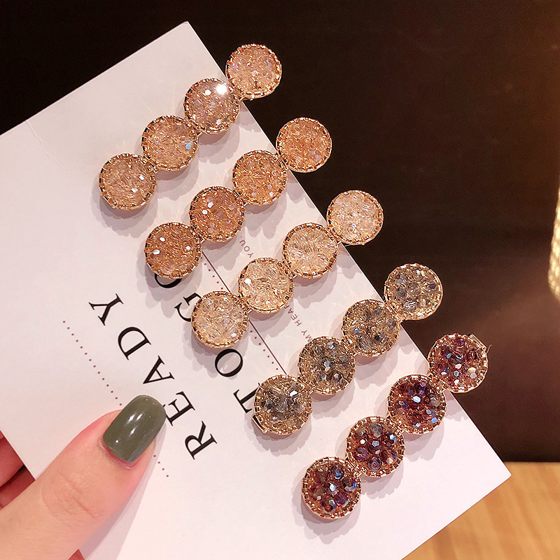 Side Clip Ins Rhinestone Super Flash Word Clip Colorful Xuan Ya Temperament Duckbilled Hair Accessories Diamond Hairpin