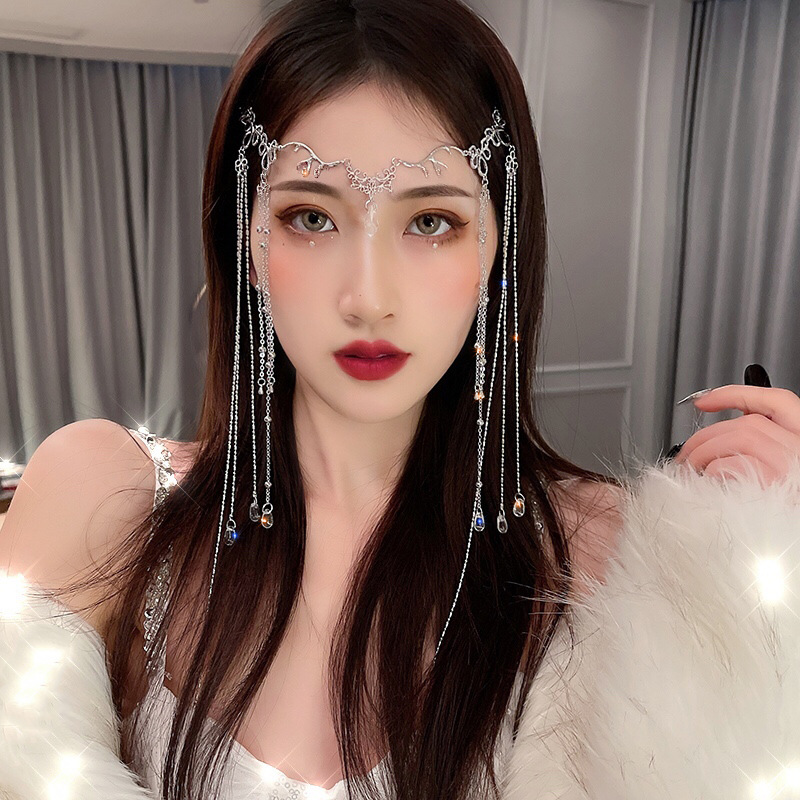 Handmade Water Drop Tassel Hairpin Face Curtain Forehead Ornament Forehead Diamond Hanfu Antique Hair Accessories