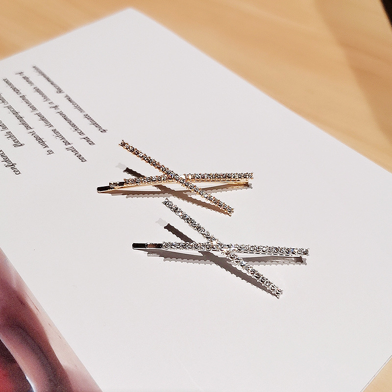 Korean Internet Celebrity X-Shaped Rhinestone Barrettes Full Diamond Super Shiny Personality Girl Cross Hairpin Hairpin Headwear Clip