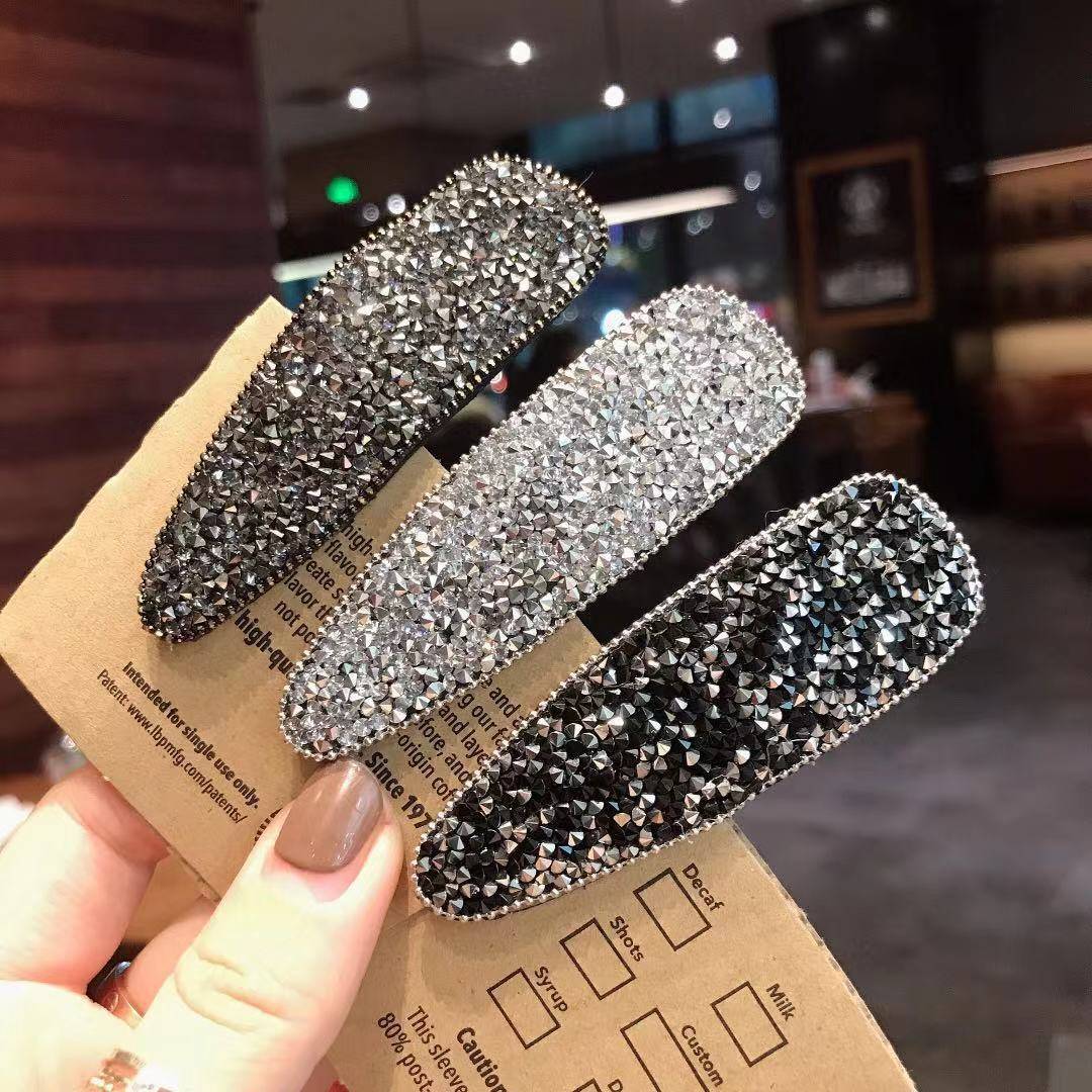 Same Style Korean Internet Celebrity Sequin Rhinestones Bang Clip BB Clip Geometric Hairpin Wholesale Diamond Hairpin